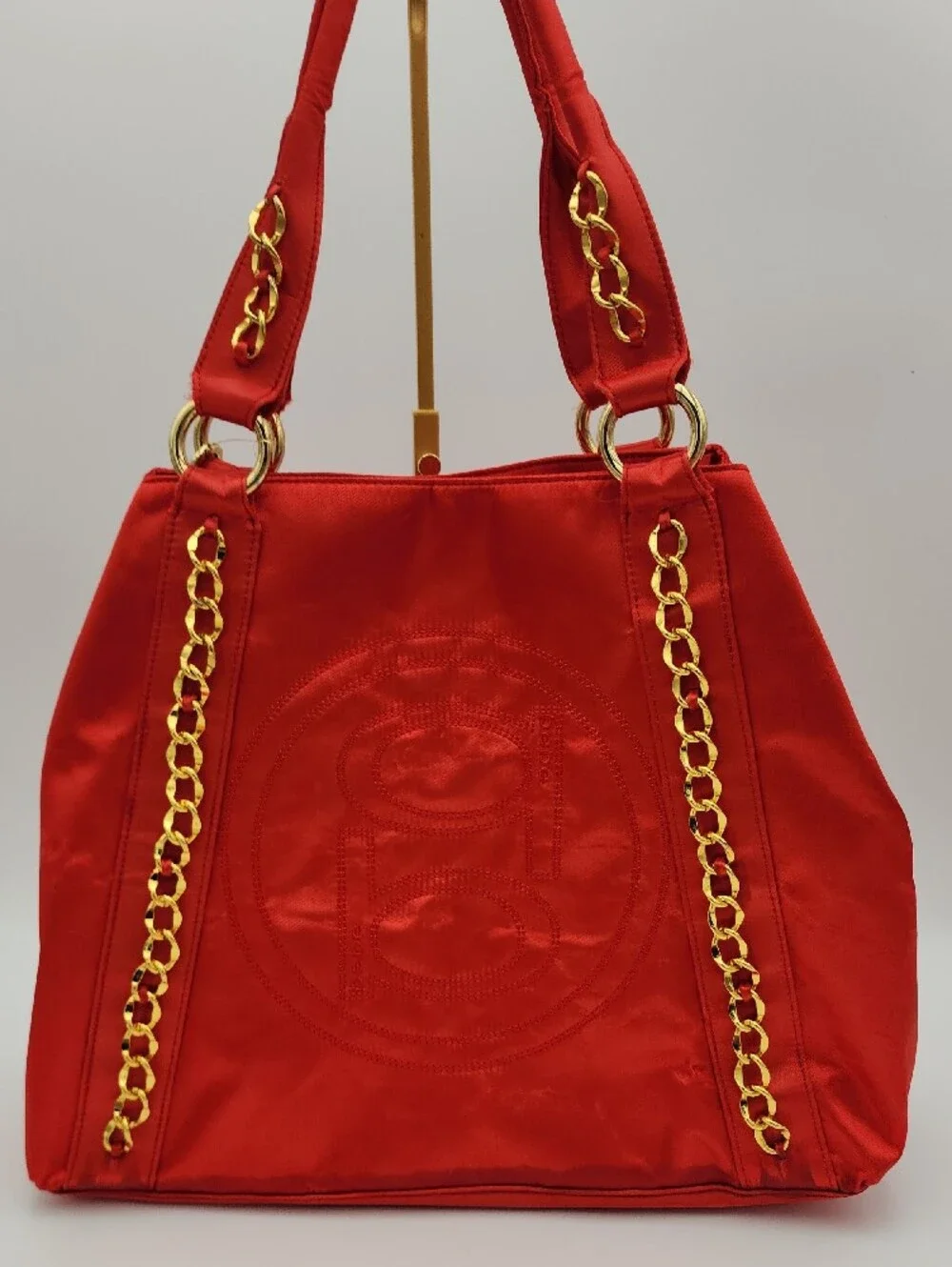 Bebe Satin (Polyester) Chain Tote Bag with Matching Wallet